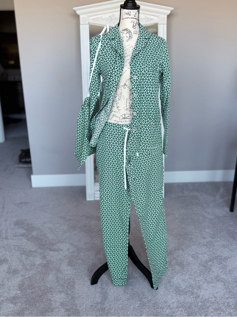 Tory Burch Printed Cotton Pajama Set XS Matching Bag